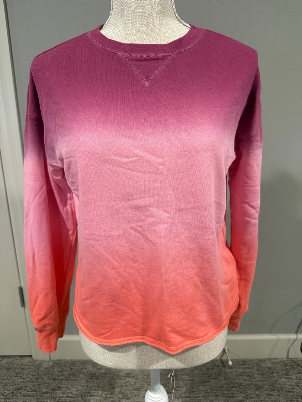 GAP Kids Ombre Crewneck Sweatshirt - Magenta to Coral